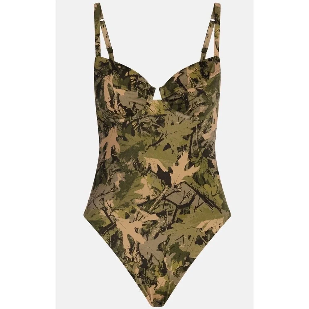 Country Kacey Musgraves x Lee Camo Underwire Gorpcore One Piece Swimsuit XS NWT